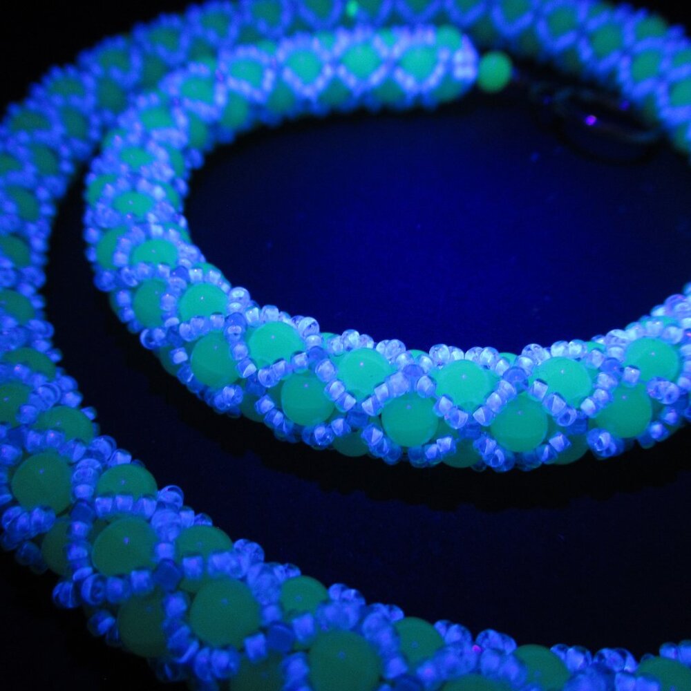 Netted Uranium glass bead necklace